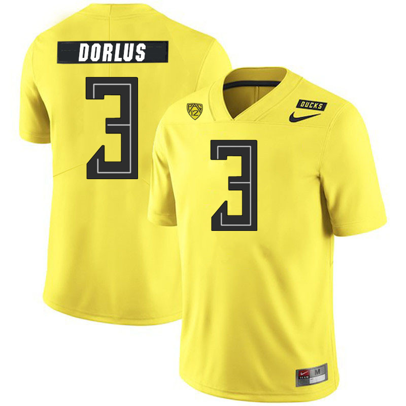 Men #3 Brandon Dorlus Oregon Ducks College Football Jerseys Stitched Sale-Yellow